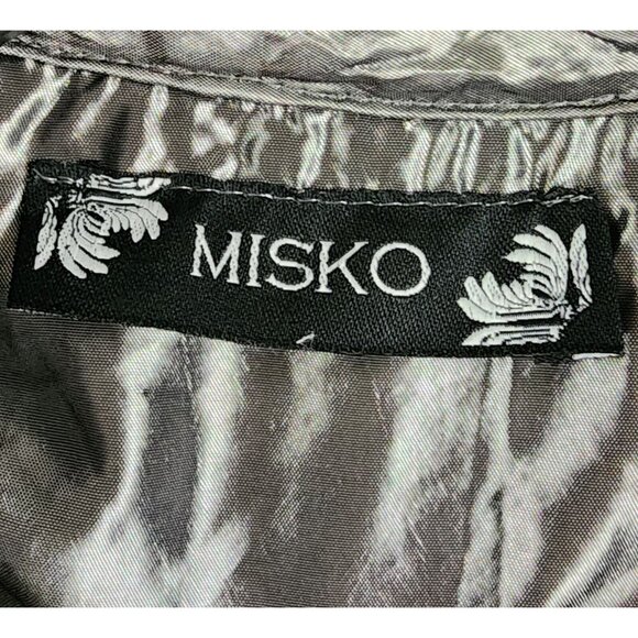 Misko Jacket Womens Medium Silver Snap Belted Long Sleeve Crinkled Retro 90s Y2K - Picture 4 of 10